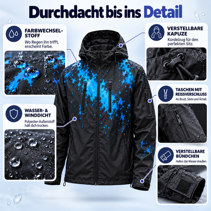 Unisex Regenjacke, die im Regen die Farbe wechselt