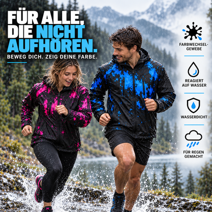 Unisex Regenjacke, die im Regen die Farbe wechselt